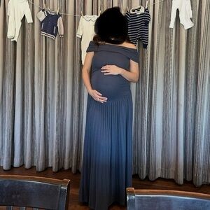 Lioness Off-Shoulder Navy Maxi Dress